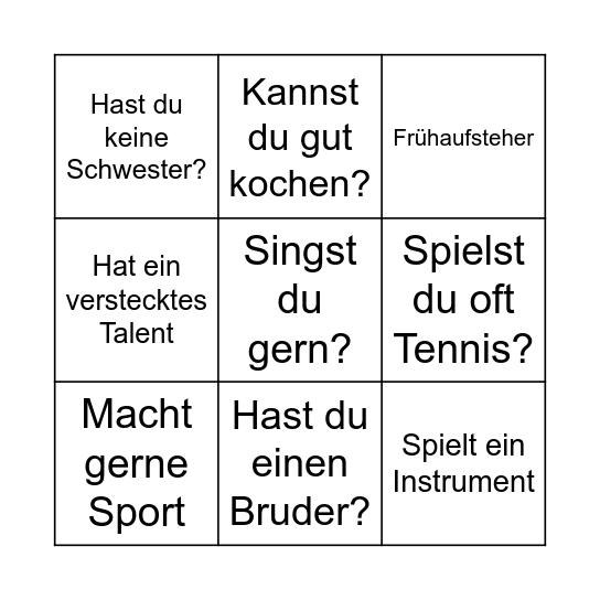 Kennenlern-Bingo Card