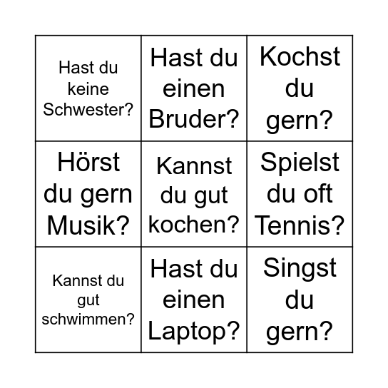 Kennenlern-Bingo Card