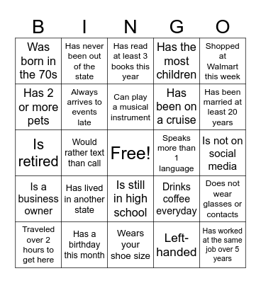 Harris Family Reunion Bingo Card