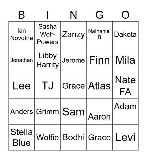 BDAY CRAZIES Bingo Card
