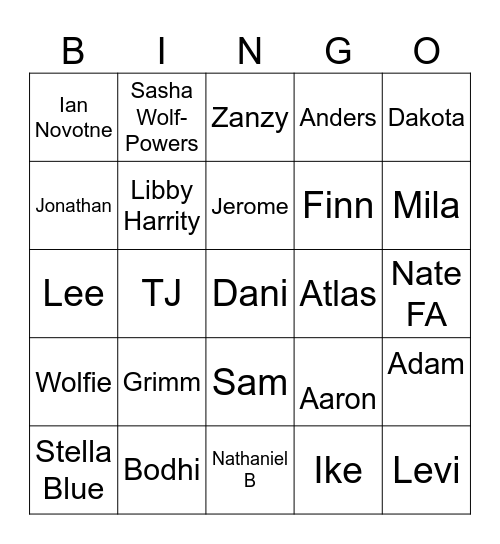 BDAY CRAZIES Bingo Card