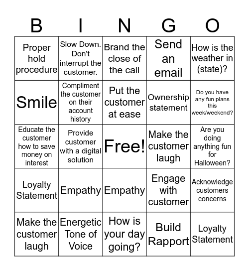 Bingo Card