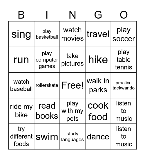 I often... Bingo Card