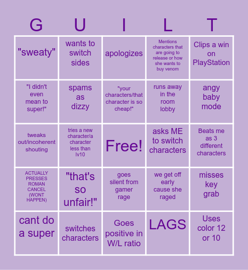 BeeBee Strive Bingo Card