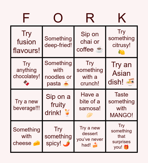 FORKPOINT BINGO <3 Bingo Card