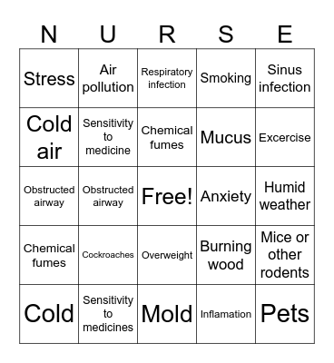 Asthma Bingo Card