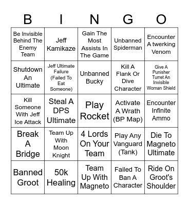 Sunhee Marvel Rivals Bingo Card