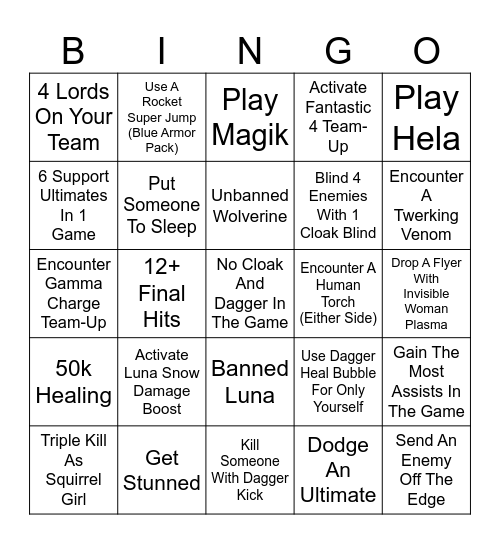 Juway Bingo Card