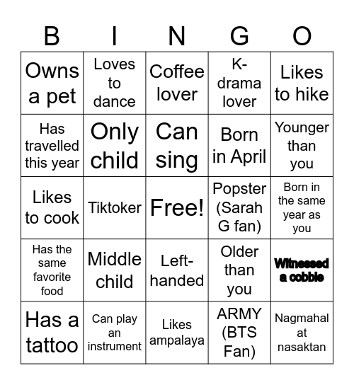 erica Bingo Card