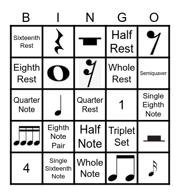 Note Value Bingo! Bingo Card