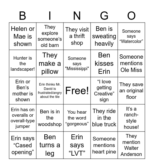 HOME TOWN BINGO Card