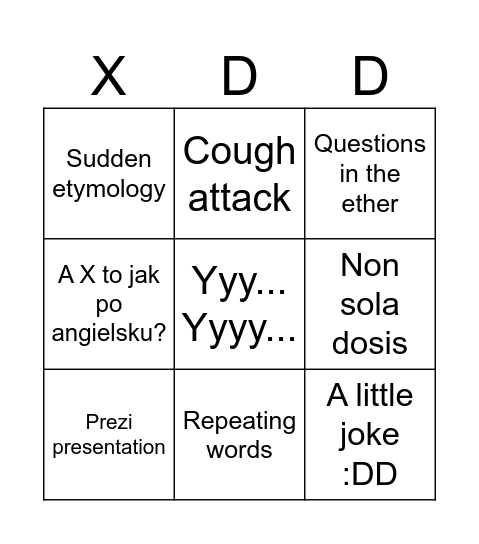 Gawlik Bingo Card