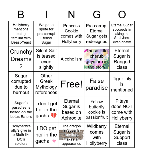 Eternal Sugar Update Bingo Card
