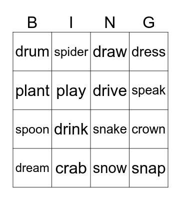 Phonics Bingo Card
