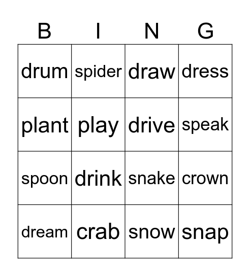 Phonics Bingo Card