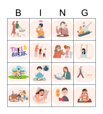 Simpe present and your daily routine Bingo Card