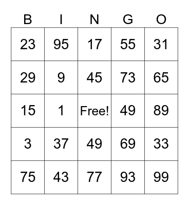 2: GREEN GROUP Bingo Card