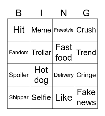 Bingo - Estrangeirismos Bingo Card