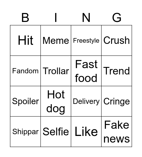 Bingo - Estrangeirismos Bingo Card