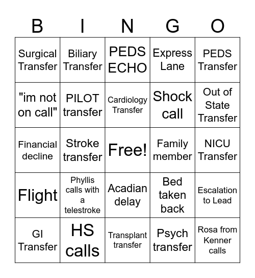 PFCBingo Card