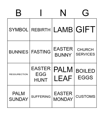 Easter Bingo Listening Task Bingo Card