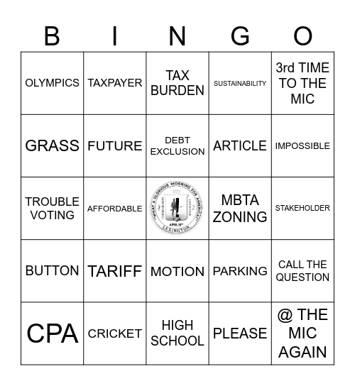 Secret ATM Bingo Card