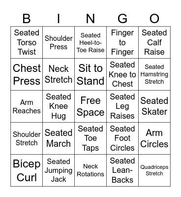 Exercise BINGO Card