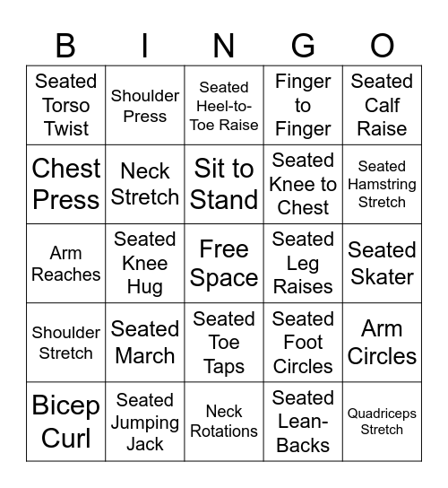 Exercise BINGO Card
