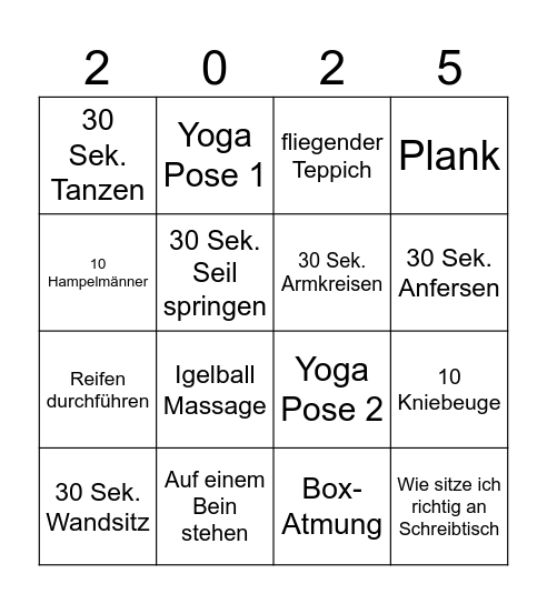 Gesundheitstag 2025 Bingo Card