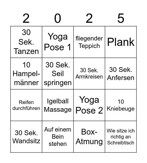 Gesundheitstag 2025 Bingo Card