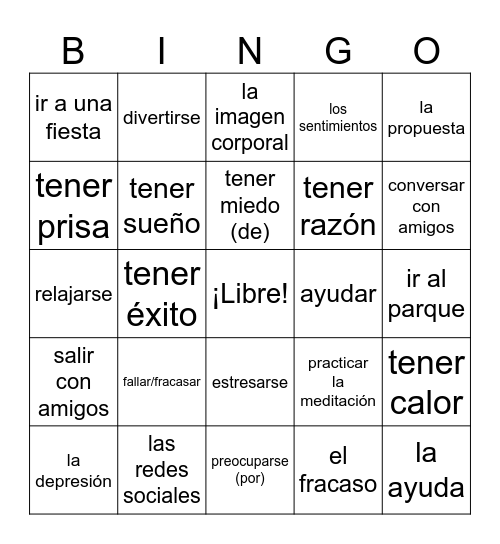 Level 2-La Salud Mental Bingo Card