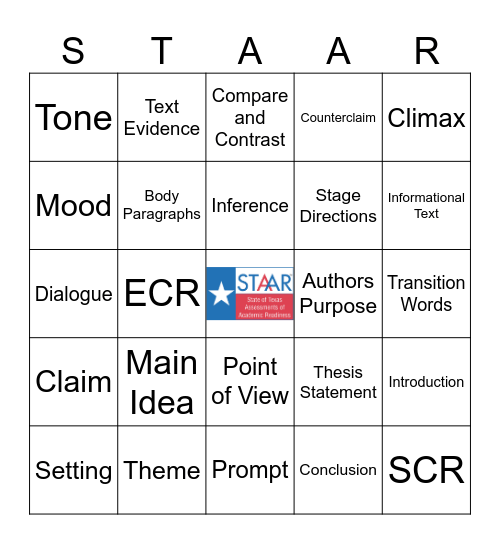 STAAR Bingo Card