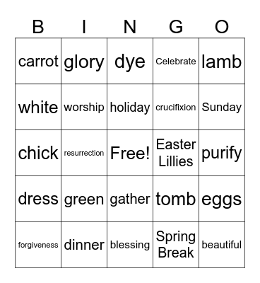 Easter Bingo Card