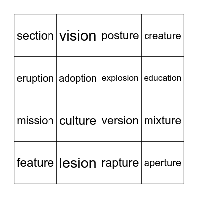 Tion-Sion-Ture Bingo Card