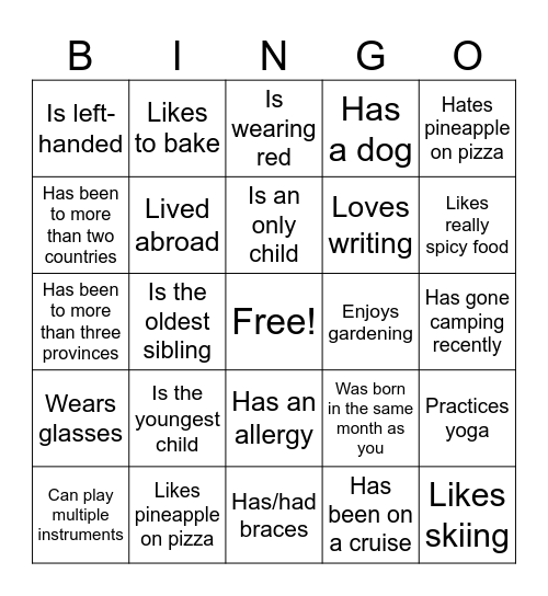 Icebreaker Bingo: Find Someone Who Bingo Card