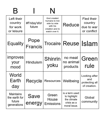 Ways to protect the environment! Bingo Card