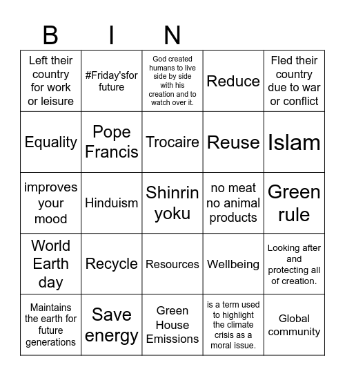 Ways to protect the environment! Bingo Card
