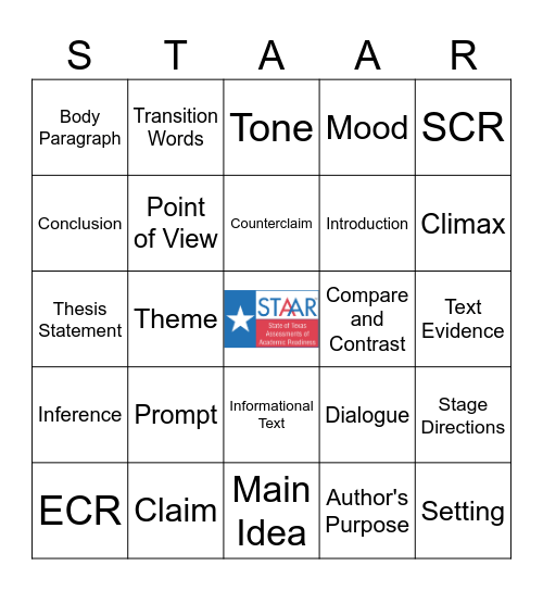 STAAR Bingo Card
