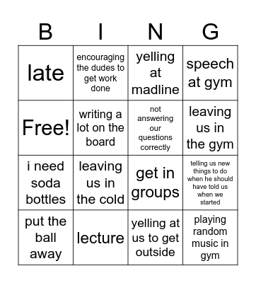 Mr March Bingo Card