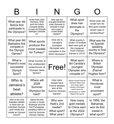 Global Village: Olympic Tour of Nations Bingo Card