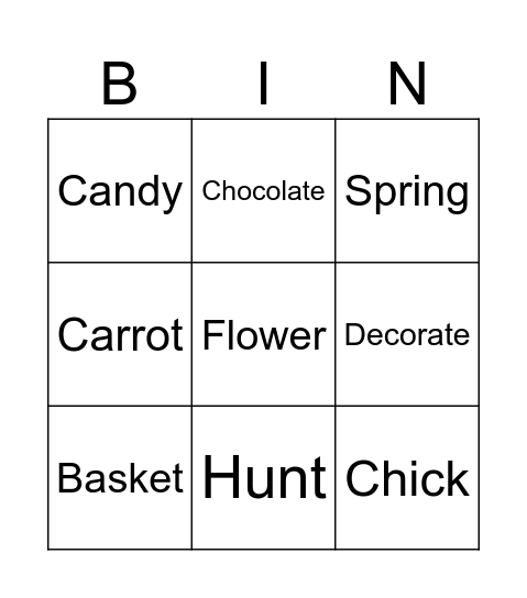 Easter Bingo Card