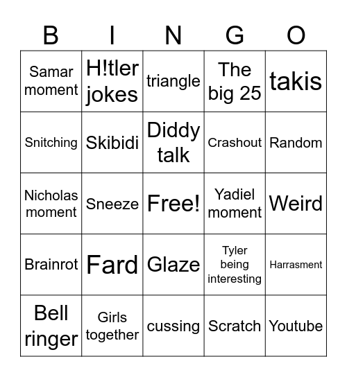 Miss parchment Bingo Card