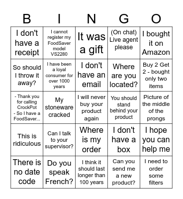 HA NA Bingo Card