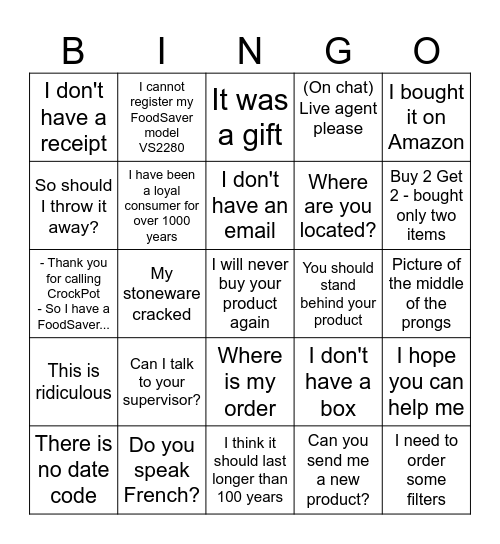 HA NA Bingo Card