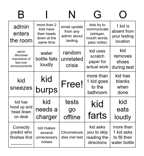 2024 NYS Math Exam Day 1 Bingo Card