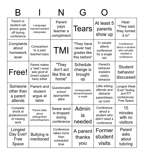 PTC Bingo Card