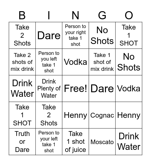 Drunken Bingo Card