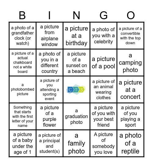 Cell Phone Scavenger Hunt Bingo Card