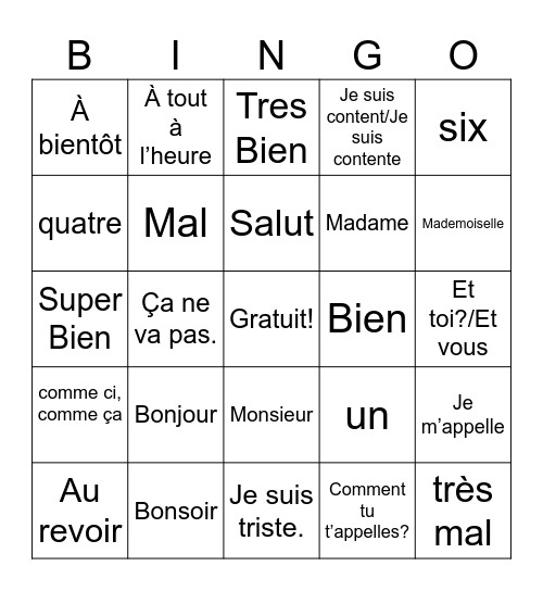 Sebastian Kubas Bingo Card