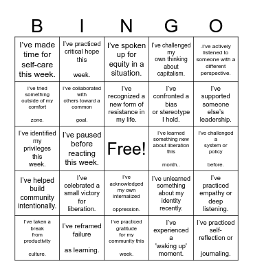 Leadership Bingo Card